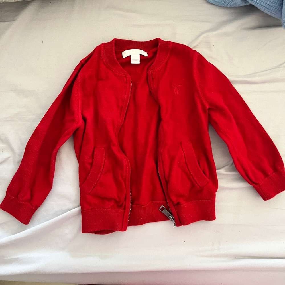18mo Toddler Burberry Red Knit Cardigan